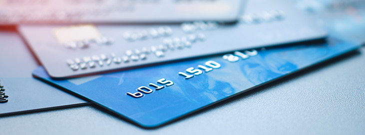 closeup view of stack of credit cards