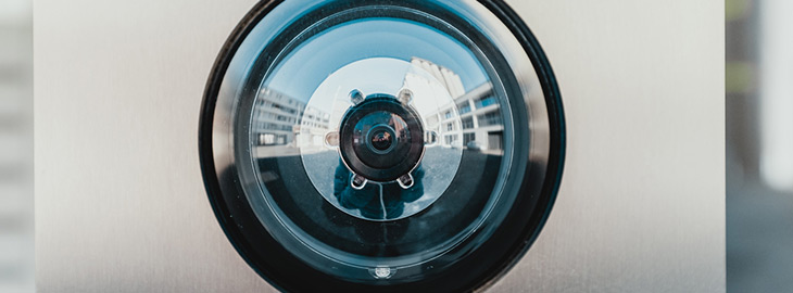 closeup view of security camera eye