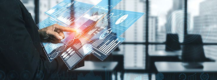 Data Analysis for Business and Finance Concept. Graphic interface showing future computer technology of profit analytic, online marketing research and information report for digital business strategy