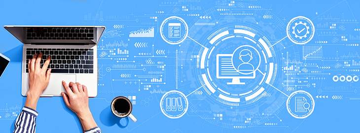 Document management system concept with person using a laptop computer