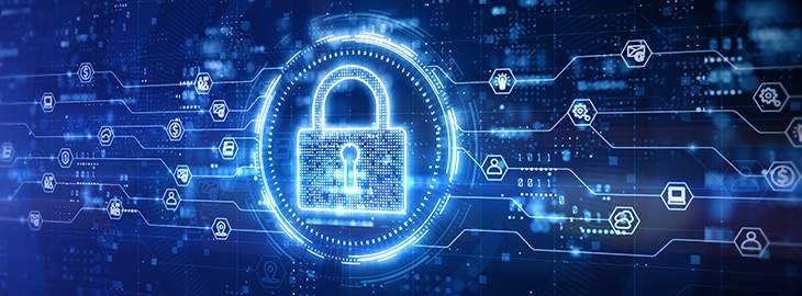 Padlock of Cyber Security Digital Data, Technology Global Network Digital Data Protection