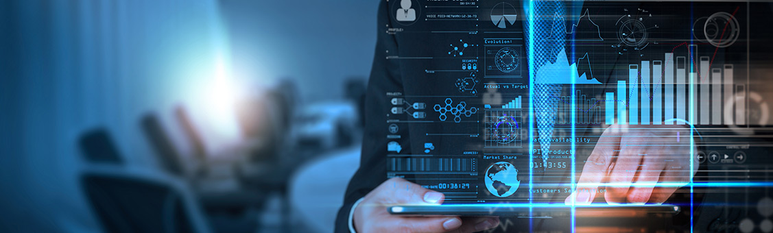 Intelligence (BI) and business analytics (BA) with key performance indicators (KPI) dashboard concept